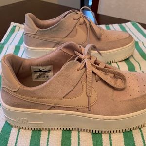 Women’s Nike Air Force Ones pink suede size 9 used